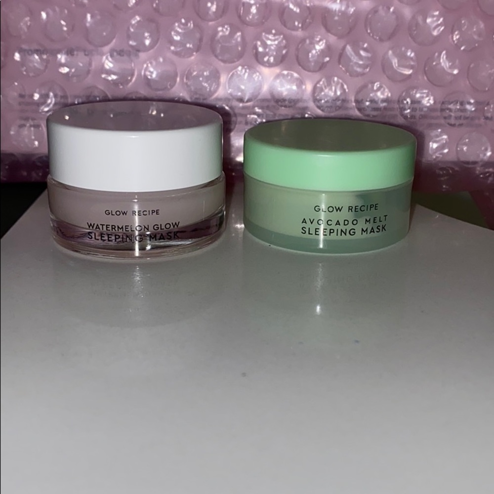 Glow Recipe Watermelon & Avocado sleeping masks.
